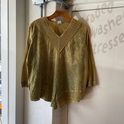 Embroidered Cotton Blouse Green