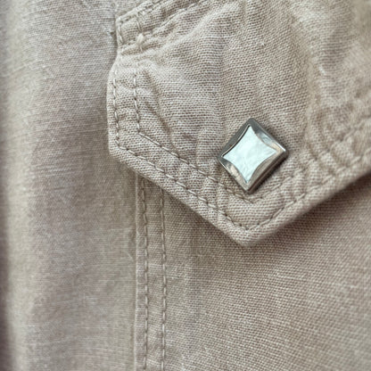 Western Shirt Short Sleeve Beige