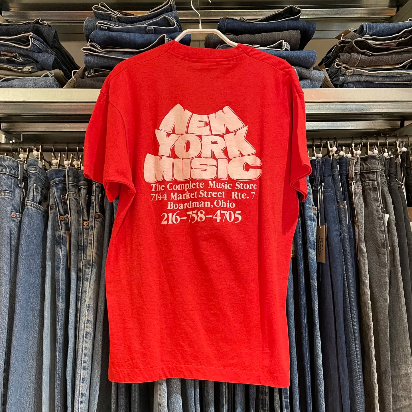 New York Music Single-Stitch T-Shirt Red