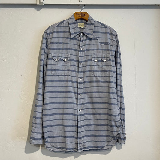 Striped Pocket Western Shirt Blue