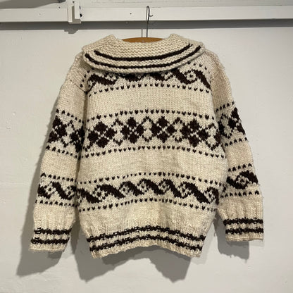 Zip Up Collar Argyle Knit Cardigan