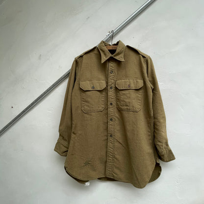 Epaulet Wool Shirt Olive