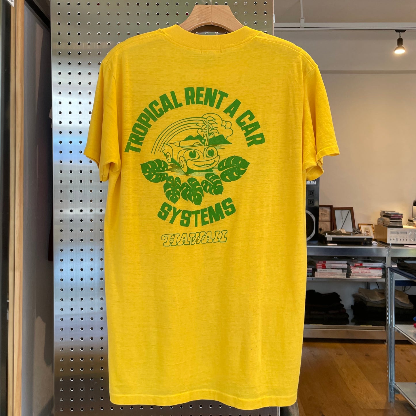 Tropical Rent A Car Pocket T-Shirt Yellow