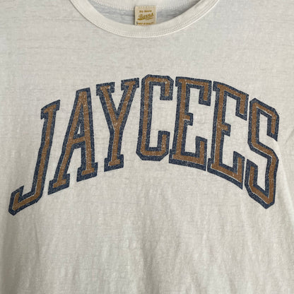 Jaycees Print Stripe Sleeve Tee White