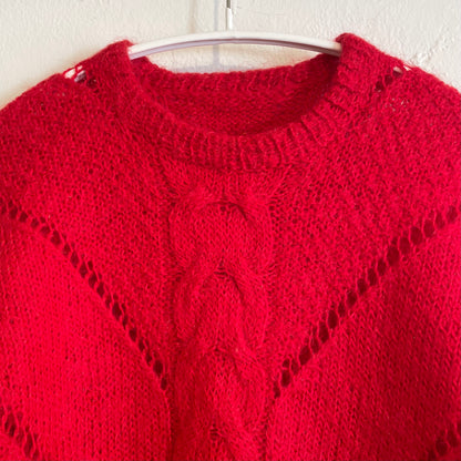 Wide Sleeves Knit Sweater Red