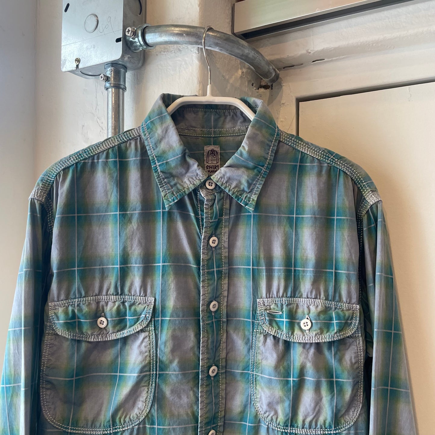 Patch Pocket Check Shirt Blue