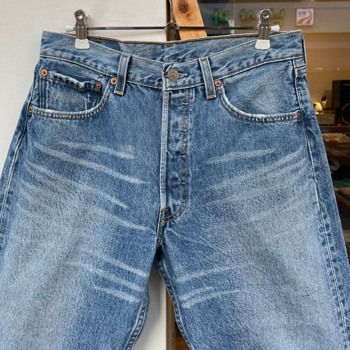 501 Faded Denim Shorts Blue