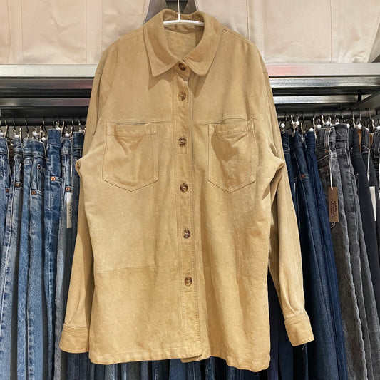 Double Pocket Leather Shirt Tan