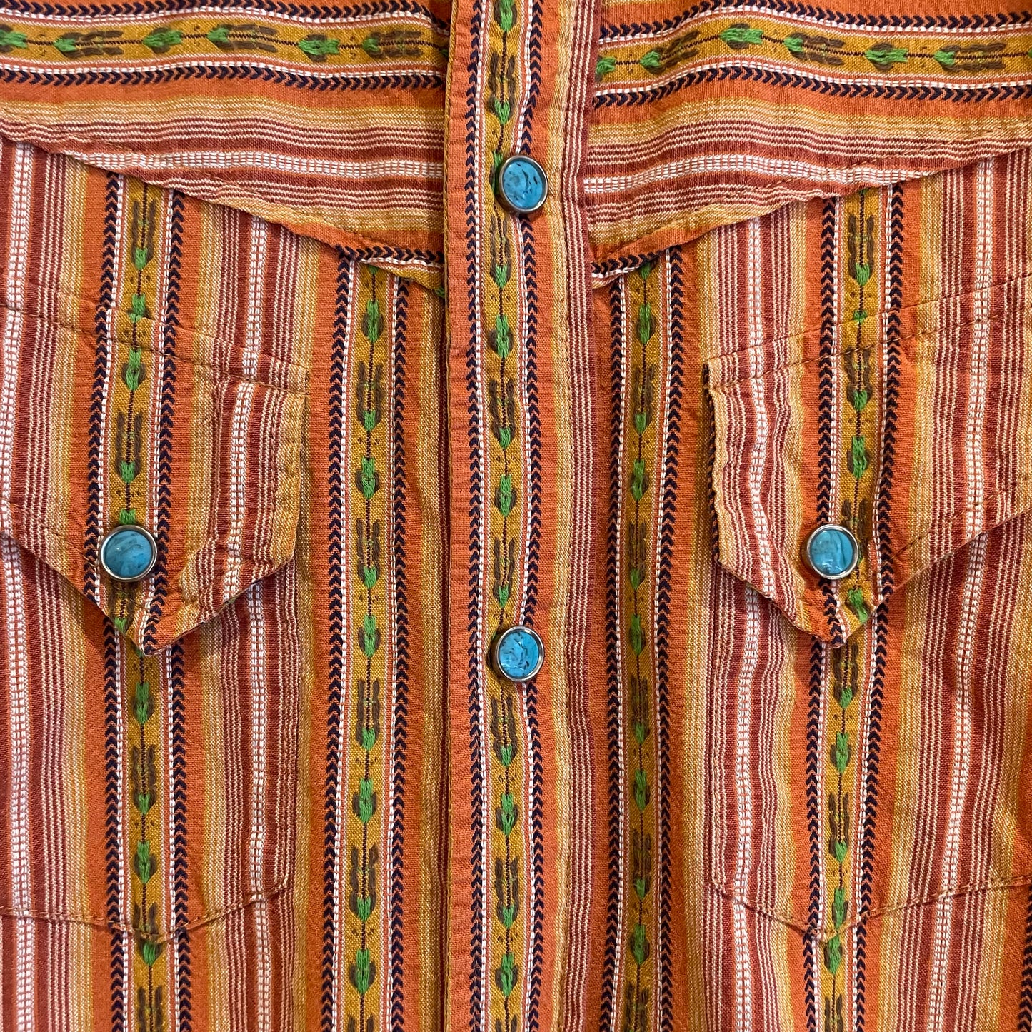 Striped Button-Down Turquoise Western Shirt