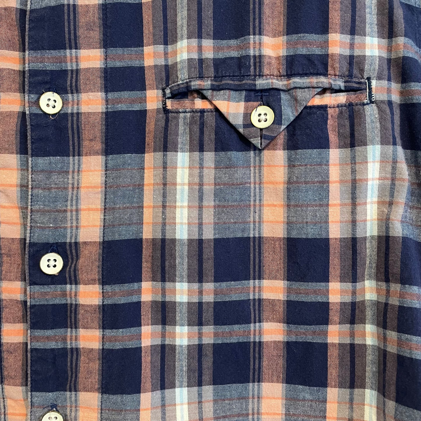 Plaid Long Sleeve Check Shirt Cotton Navy