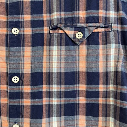 Plaid Long Sleeve Check Shirt Cotton Navy