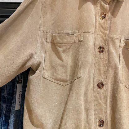 Double Pocket Leather Shirt Tan