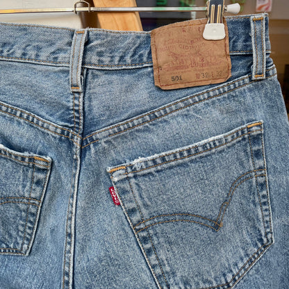 501 Faded Denim Shorts Blue