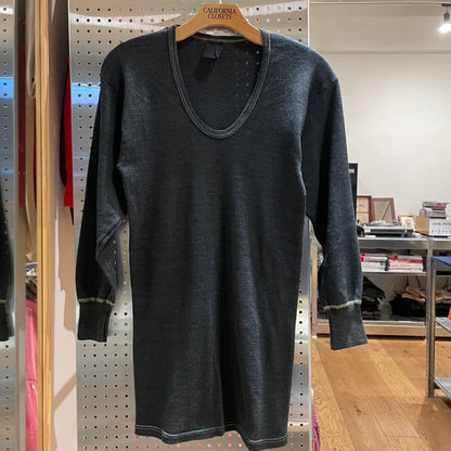 Dyed German Military U-Neck L/S T-Shirt Black