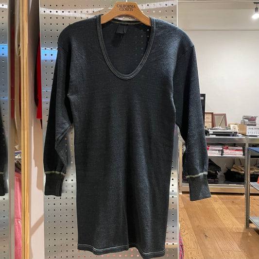 Dyed German Military U-Neck L/S T-Shirt Black