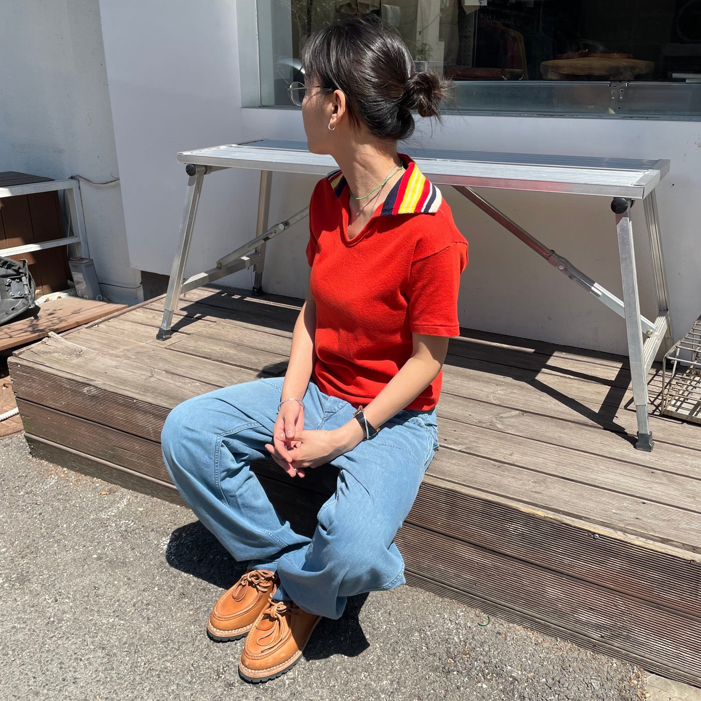Knit Polo Shirt Red