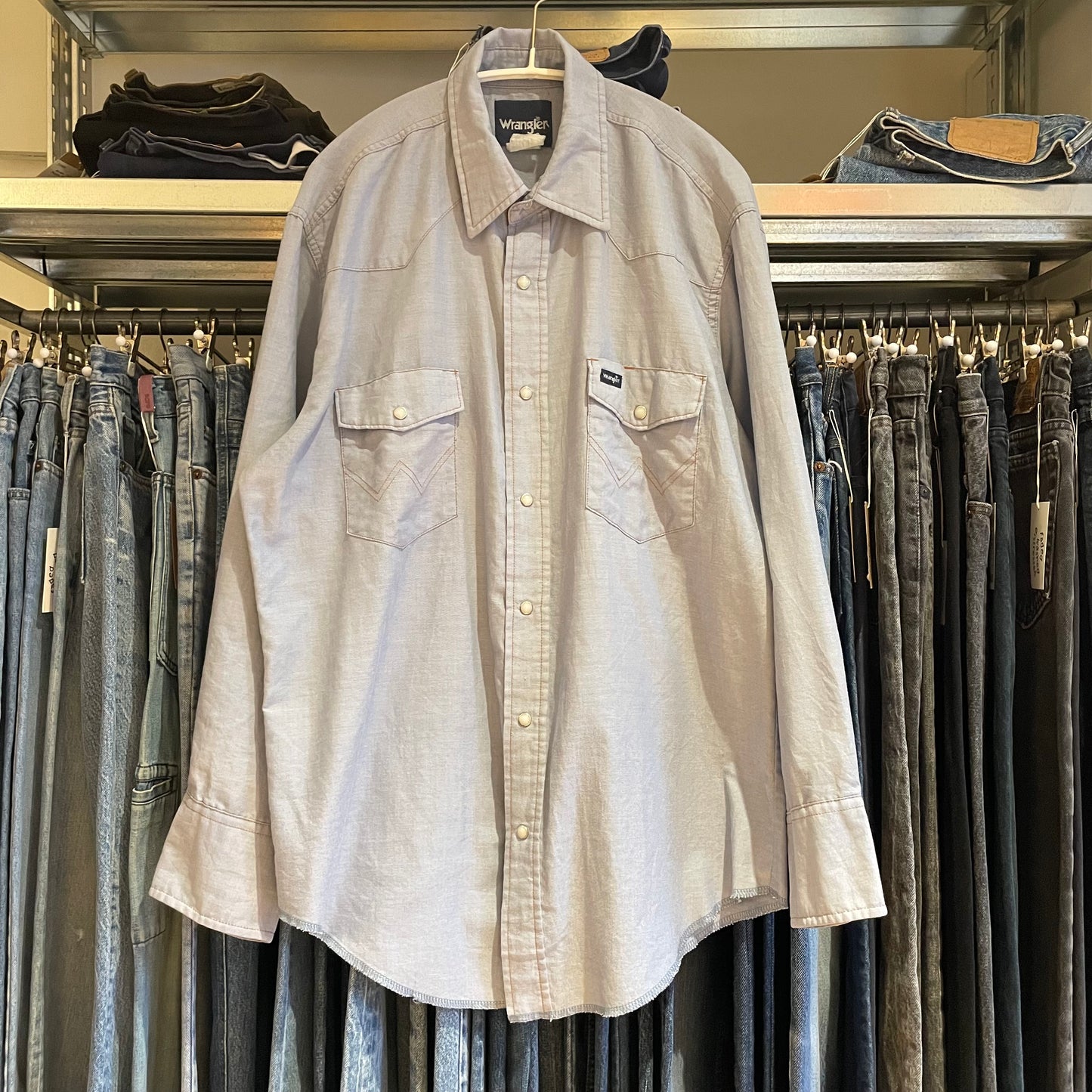 Blue Long Sleeve Button Up Shirt 80s Vintage