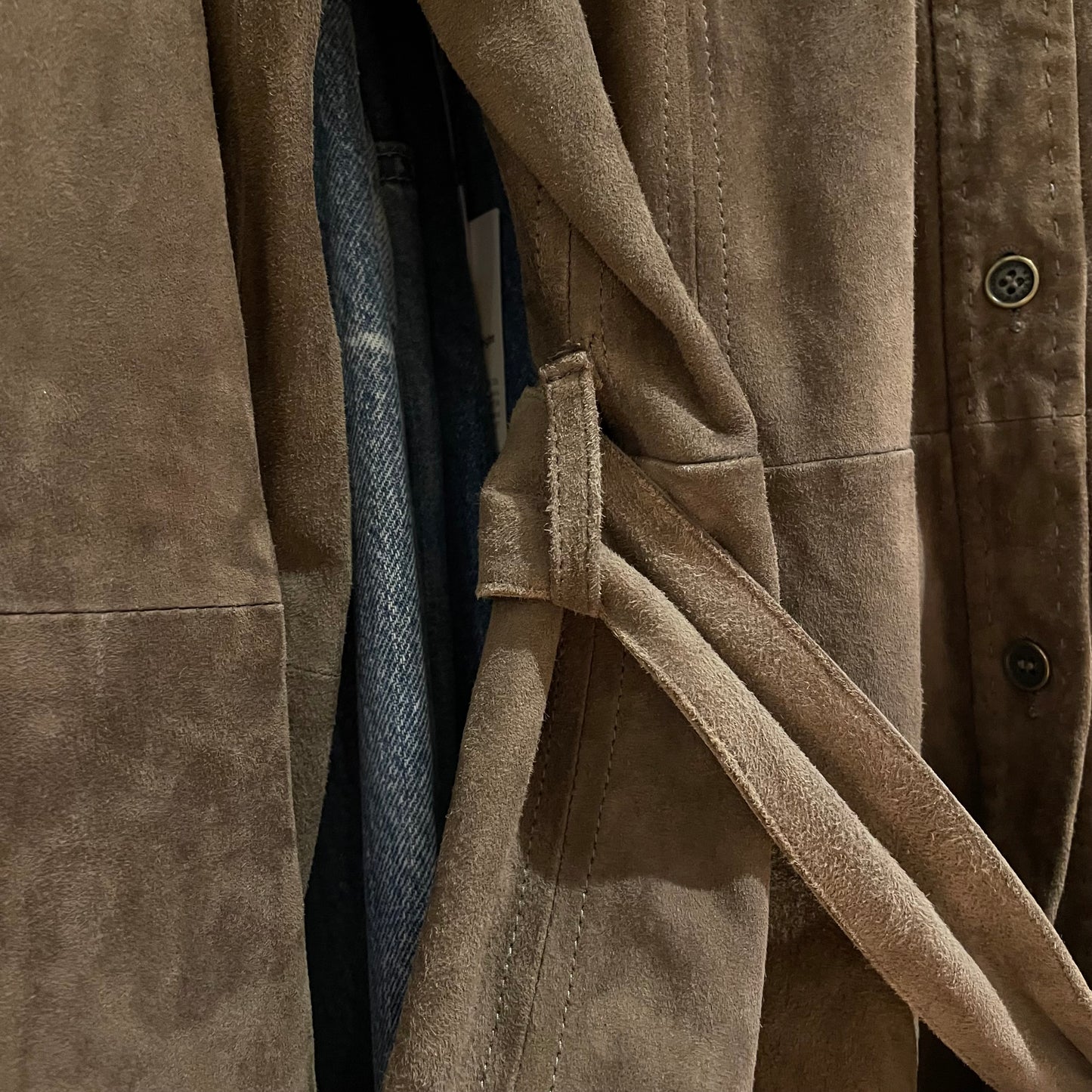 Flap Pocket Leather Shirt Brown