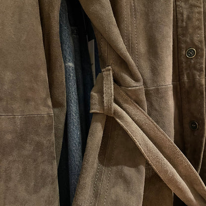 Flap Pocket Leather Shirt Brown