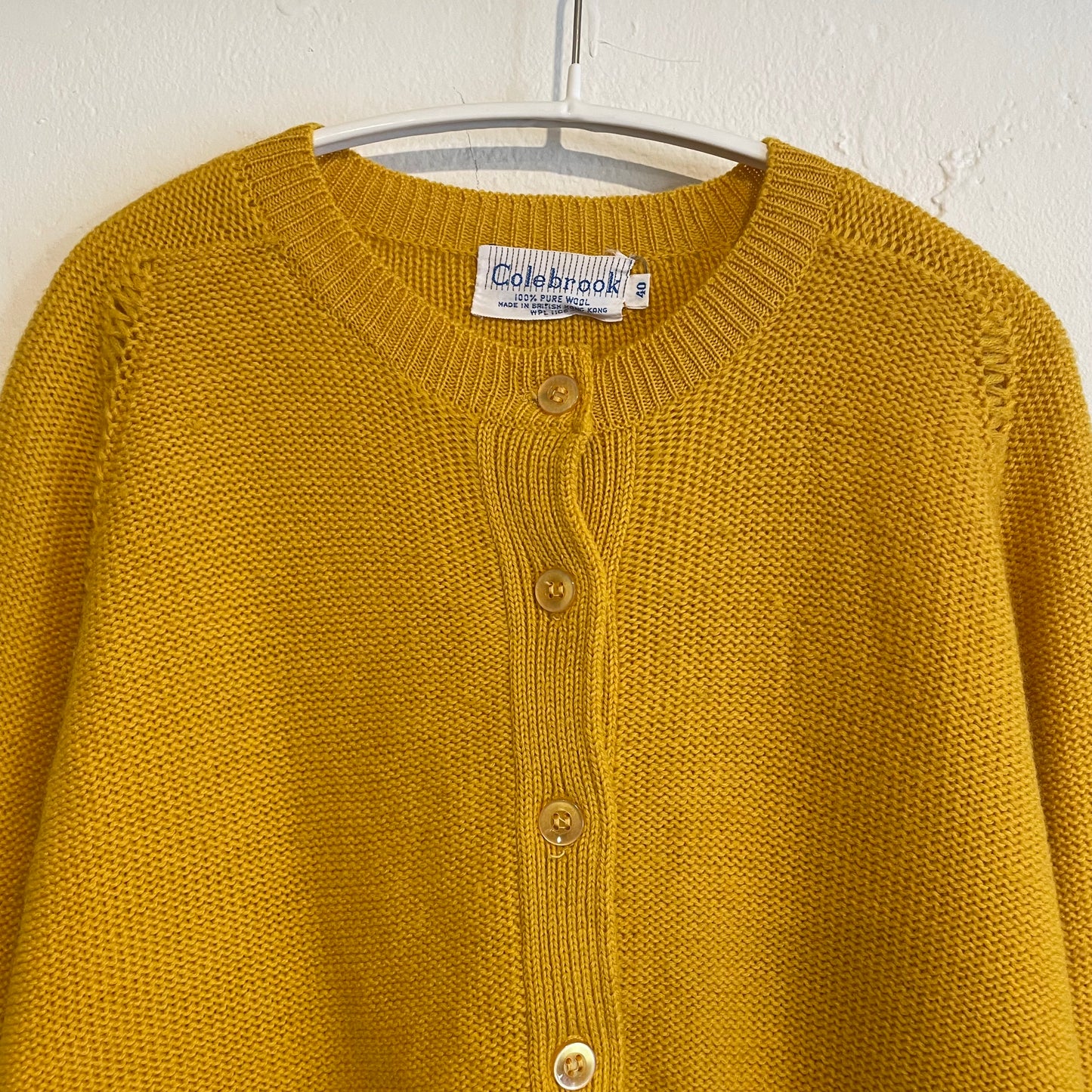 Crew Neck Wool Cardigan Yellow