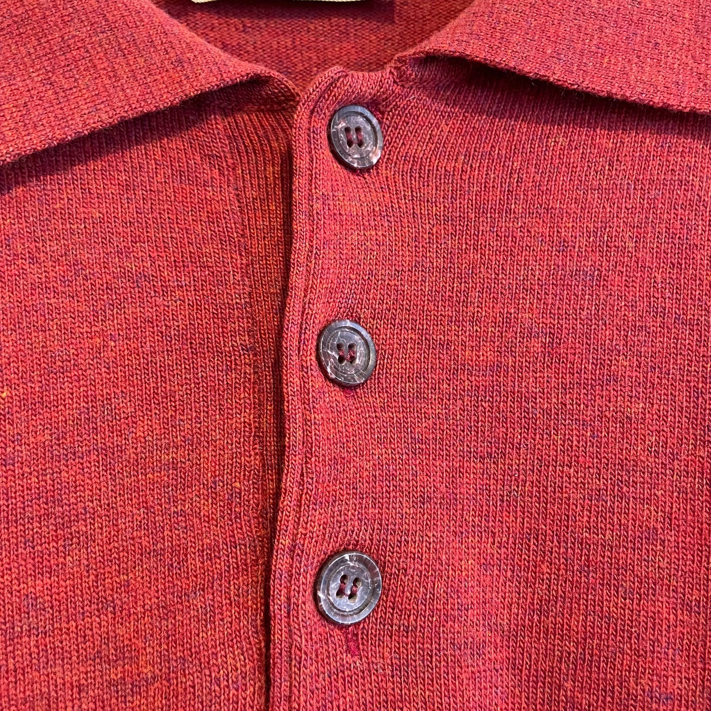 Virgin Wool Polo Knit Sweater Red