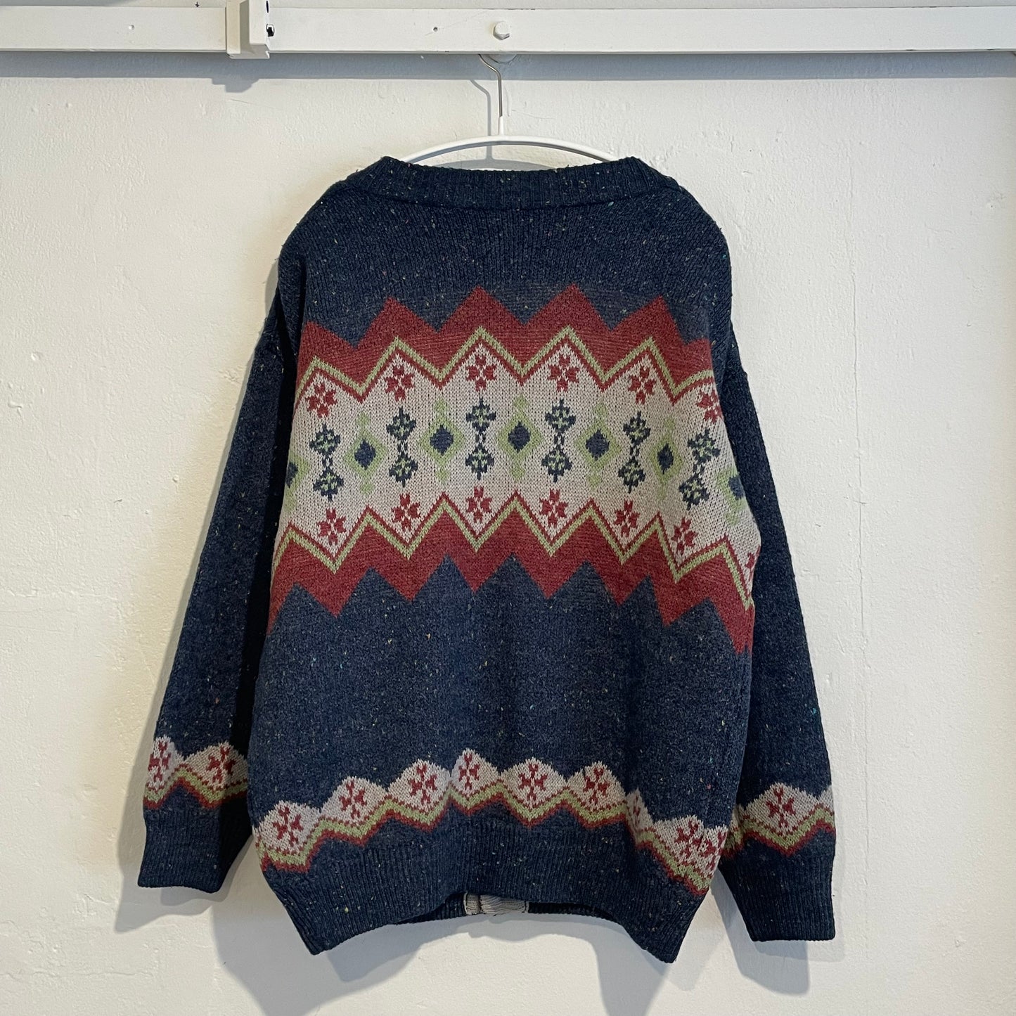 Fair Isle Wool Cardigan Navy
