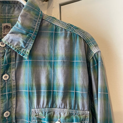 Patch Pocket Check Shirt Blue