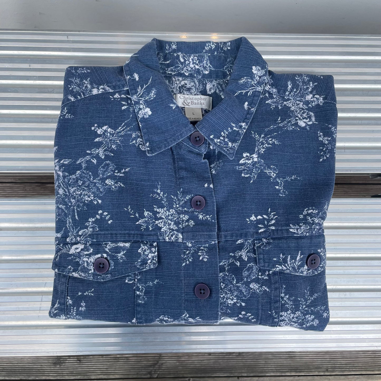 Floral Print Jacket Navy