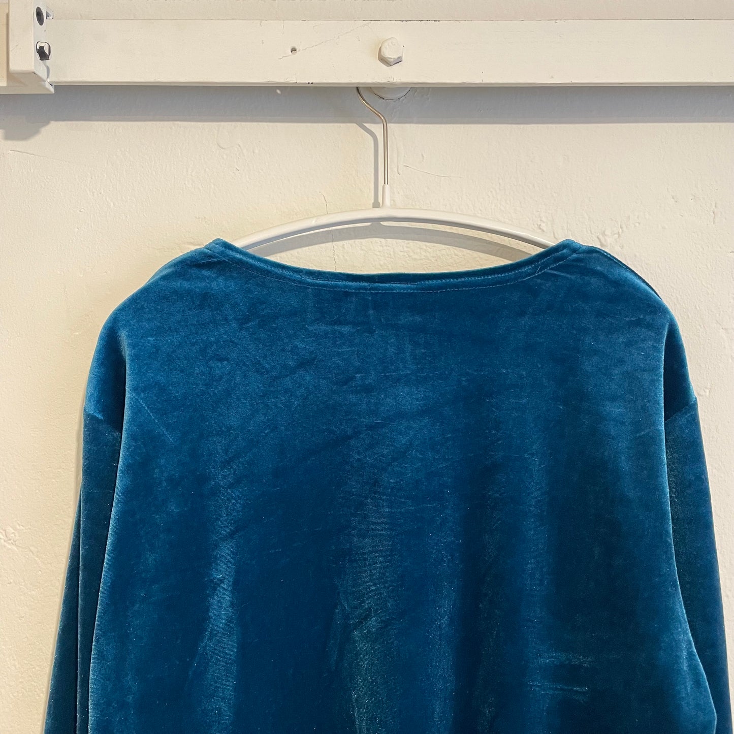 Velour Crew Neck Pullover Green