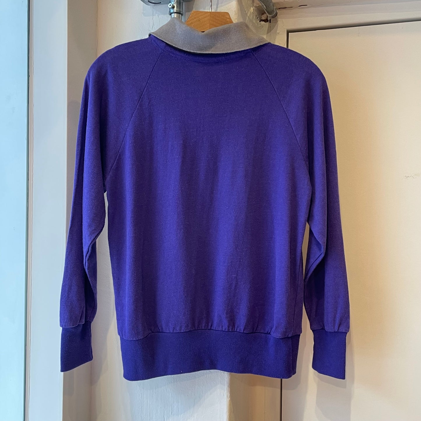 Raglan Long Sleeve Polo Shirt Purple