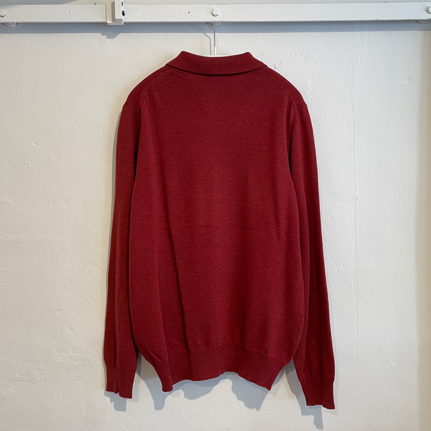 Virgin Wool Polo Knit Sweater Red