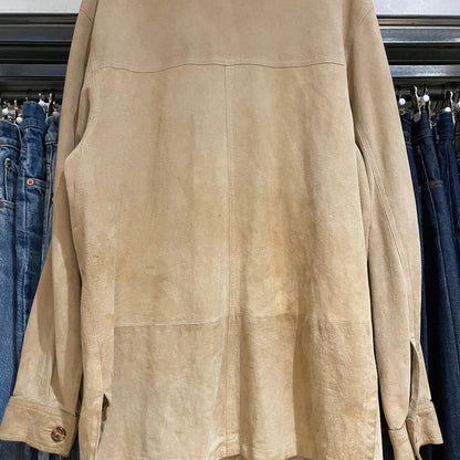 Double Pocket Leather Shirt Tan