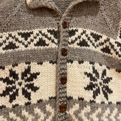 Snowflake Cowichan Shawl Collar Cardigan Cream