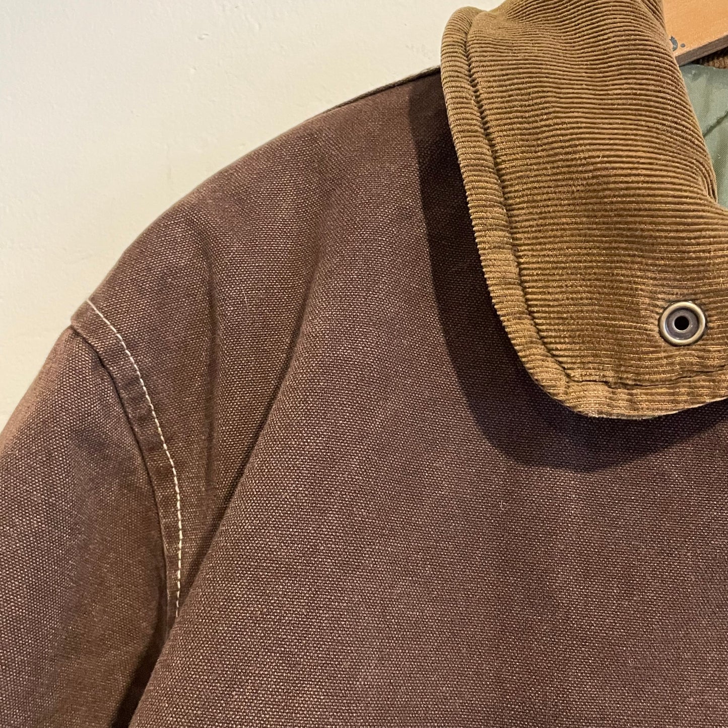 Corduroy Collar Quilted Lined Cotton Jacket Brown