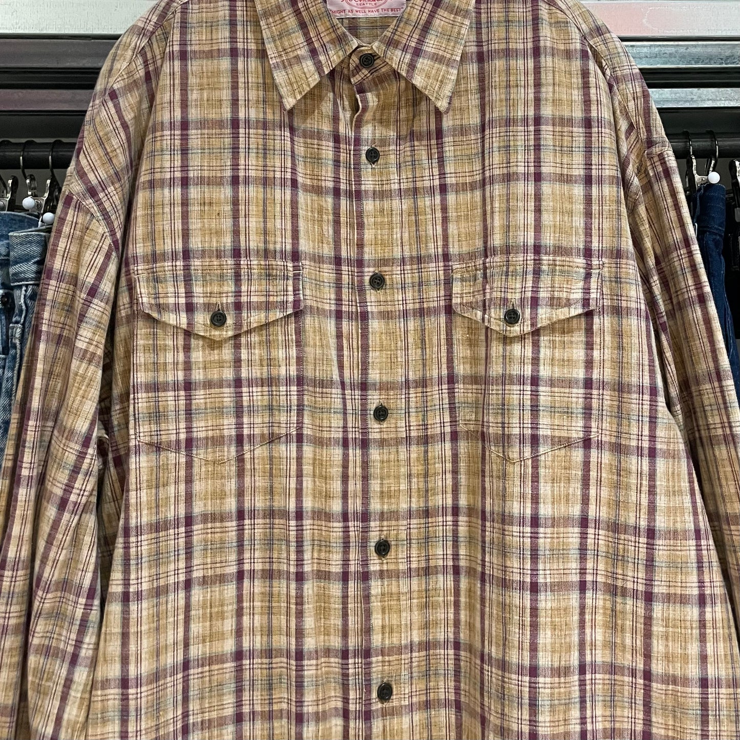 Plaid Cotton Shirt Beige