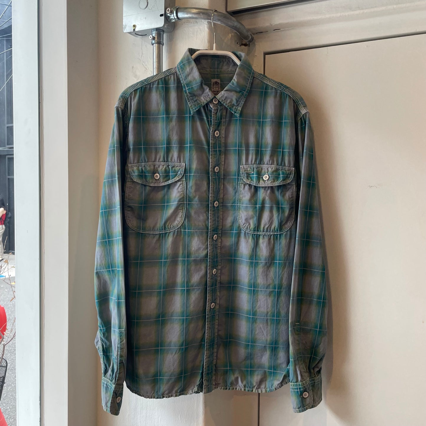 Patch Pocket Check Shirt Blue