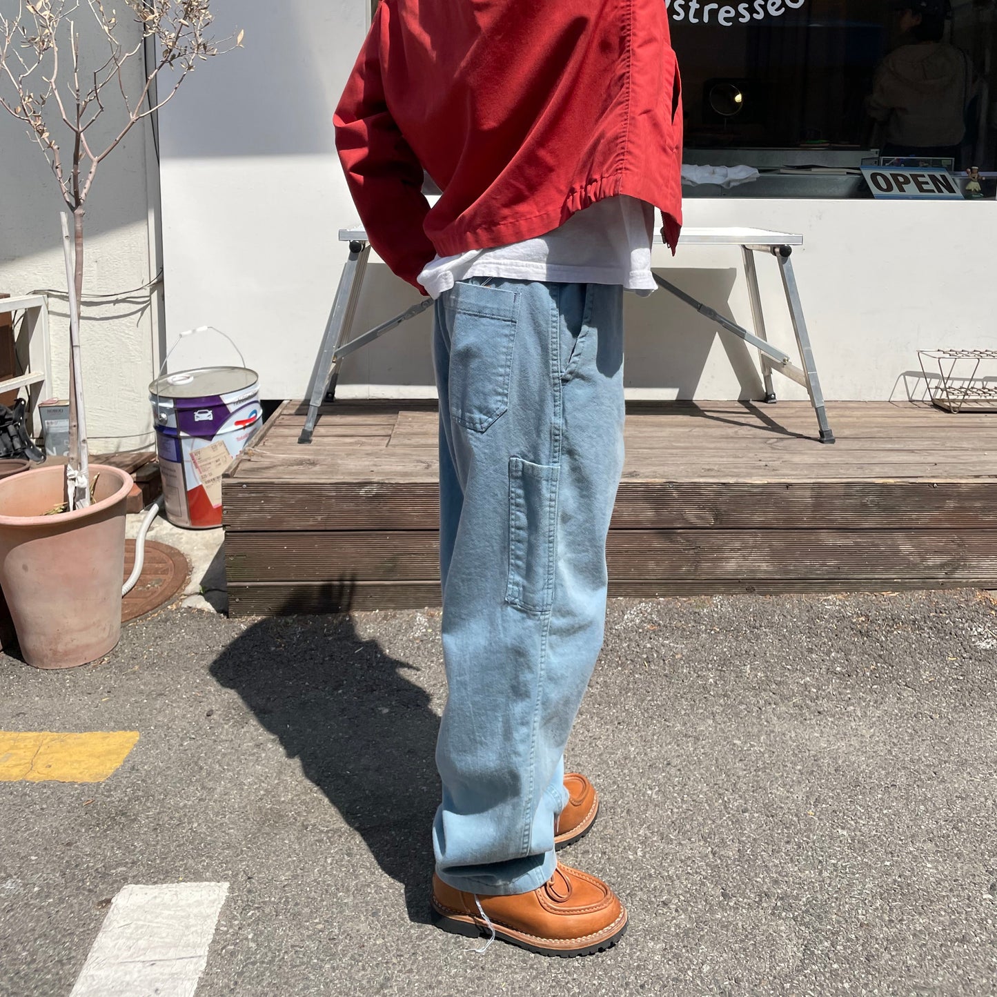 Bleached French Work Pants Blue