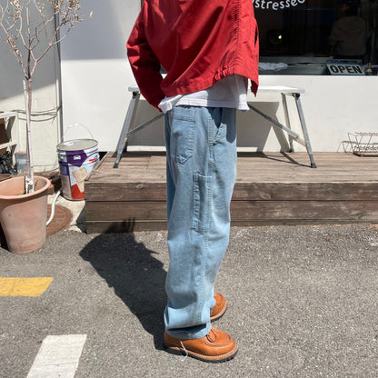 Bleached French Work Pants Blue