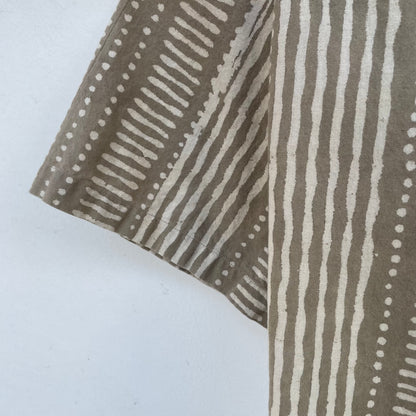 Geometric Shirt Short Sleeve Beige