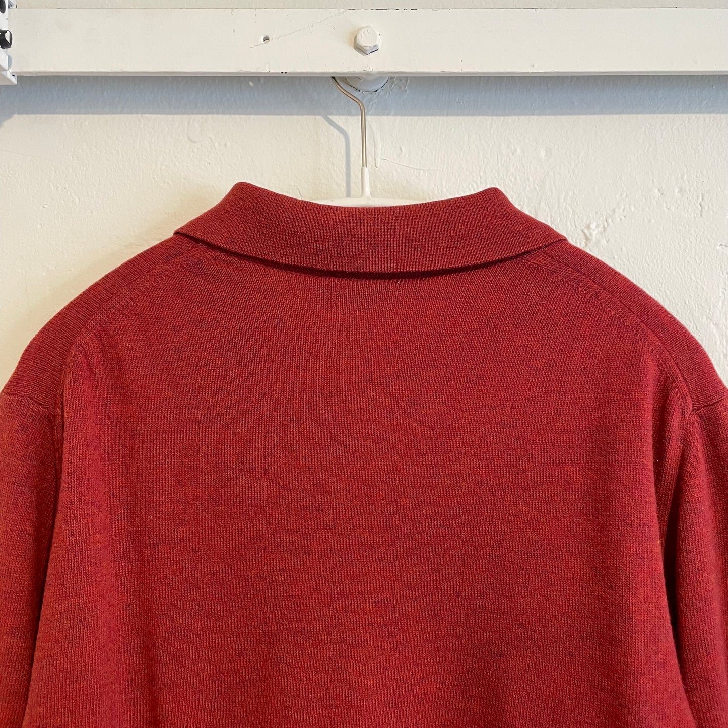 Virgin Wool Polo Knit Sweater Red