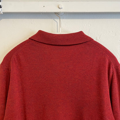 Virgin Wool Polo Knit Sweater Red