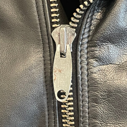 Classic Rider Leather Jacket Black Broken Zipper