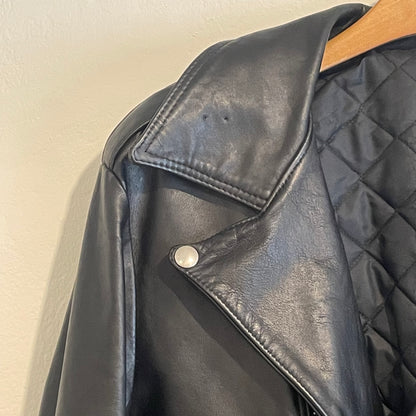 Classic Rider Leather Jacket Black Broken Zipper