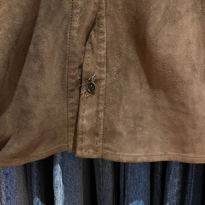 Flap Pocket Leather Shirt Brown