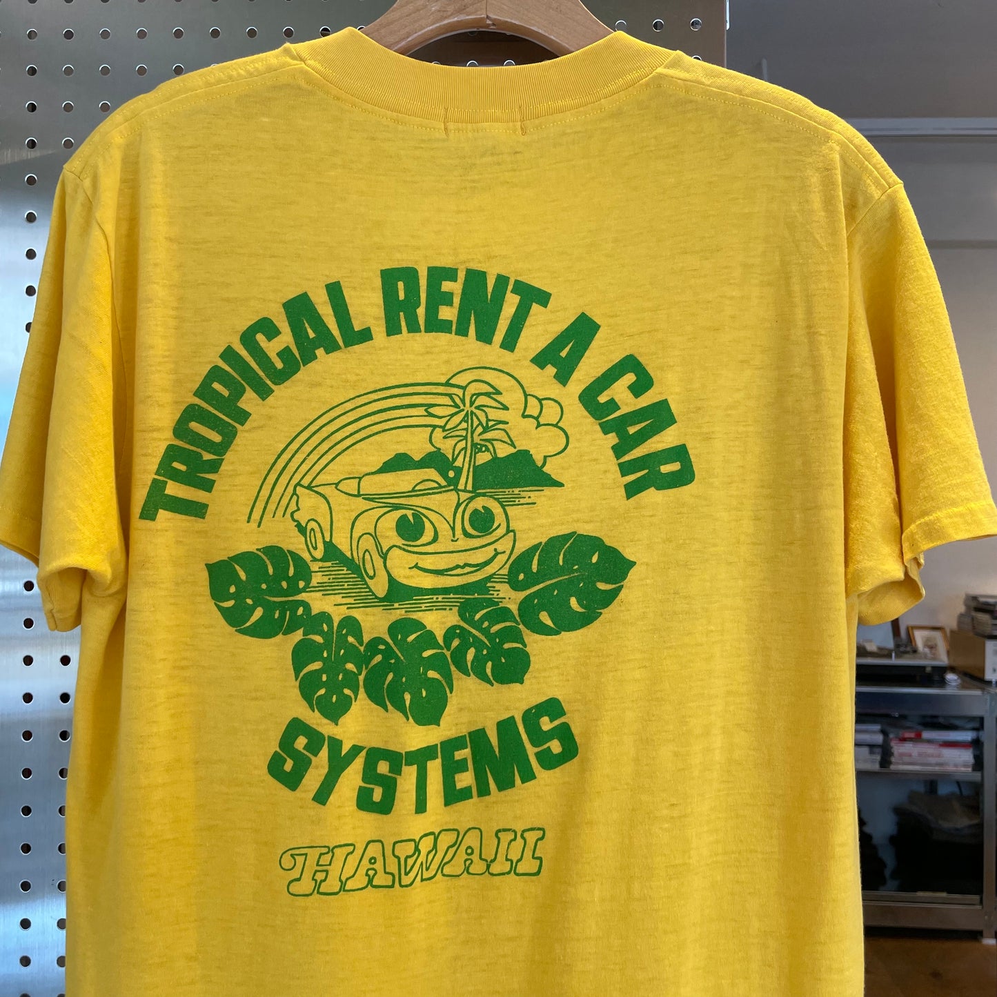 Tropical Rent A Car Pocket T-Shirt Yellow