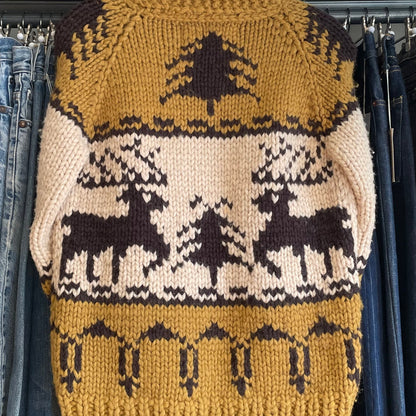 Reindeer Cowichan Shawl Collar 2-Way Talon Zip
