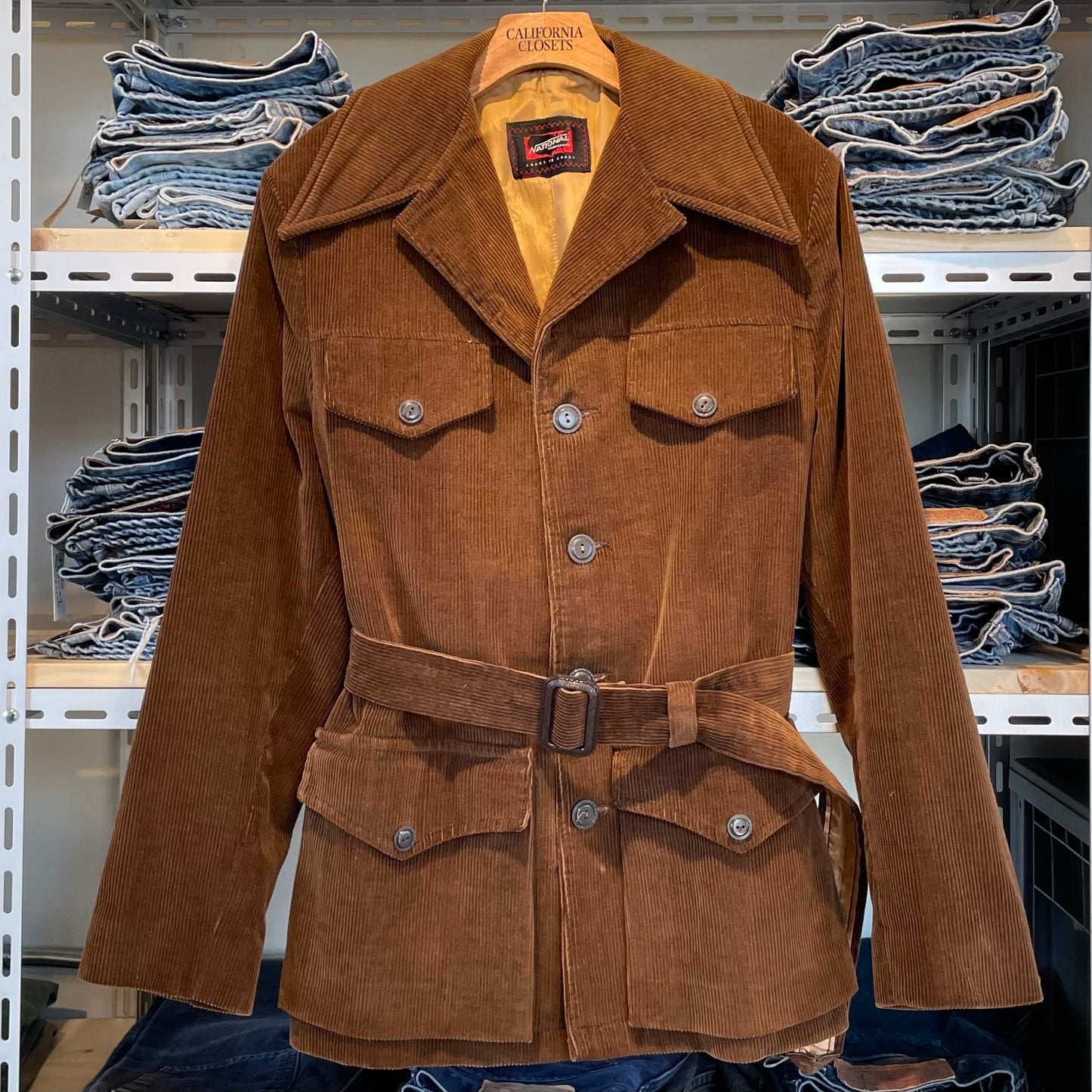 Corduroy Belt Coat Brown