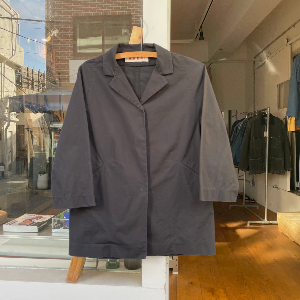 Concealed Button Blazer Black