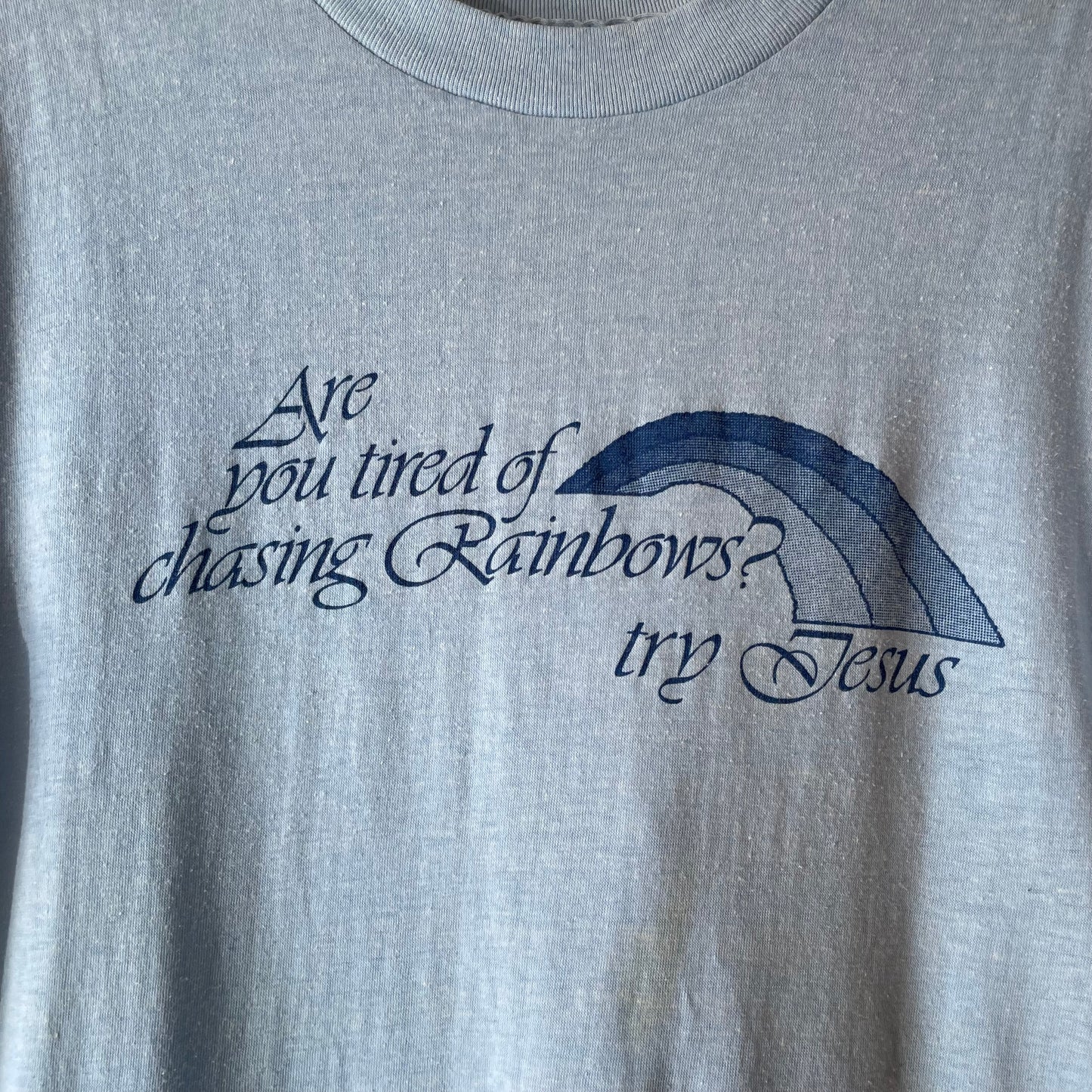Chasing Rainbows Lettering T-Shirt Blue