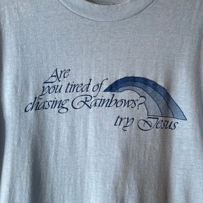 Chasing Rainbows Lettering T-Shirt Blue